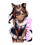 ゆるふわ猫ガールちゃん 水兵コスVer BIG（個別スタンプ：35）