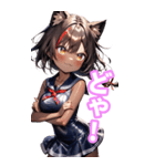 ゆるふわ猫ガールちゃん 水兵コスVer BIG（個別スタンプ：37）