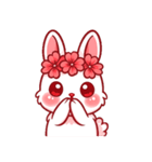 さくらうさぎのごあいさつスタンプ（個別スタンプ：1）