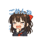 可愛いリボンを付けた女の子スタンプ（個別スタンプ：2）