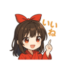 可愛いリボンを付けた女の子スタンプ（個別スタンプ：5）