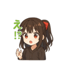 可愛いリボンを付けた女の子スタンプ（個別スタンプ：10）