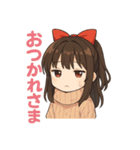 可愛いリボンを付けた女の子スタンプ（個別スタンプ：13）
