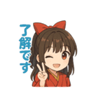 可愛いリボンを付けた女の子スタンプ（個別スタンプ：18）