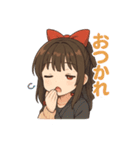 可愛いリボンを付けた女の子スタンプ（個別スタンプ：21）