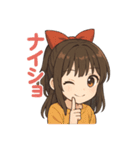 可愛いリボンを付けた女の子スタンプ（個別スタンプ：22）