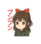 可愛いリボンを付けた女の子スタンプ（個別スタンプ：26）
