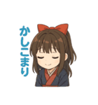 可愛いリボンを付けた女の子スタンプ（個別スタンプ：28）
