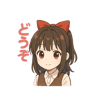 可愛いリボンを付けた女の子スタンプ（個別スタンプ：30）
