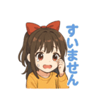 可愛いリボンを付けた女の子スタンプ（個別スタンプ：31）