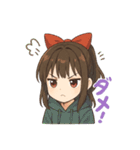 可愛いリボンを付けた女の子スタンプ（個別スタンプ：32）