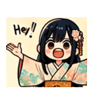デフォルト和服少女（個別スタンプ：6）