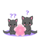 ちび黒モフにゃん9【春】（個別スタンプ：24）