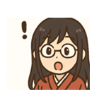 眼鏡の着物女性（個別スタンプ：1）