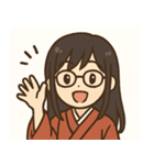 眼鏡の着物女性（個別スタンプ：2）