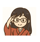 眼鏡の着物女性（個別スタンプ：3）