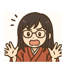 眼鏡の着物女性（個別スタンプ：4）