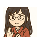 眼鏡の着物女性（個別スタンプ：5）