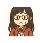 眼鏡の着物女性（個別スタンプ：6）