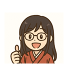 眼鏡の着物女性（個別スタンプ：7）
