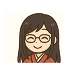 眼鏡の着物女性（個別スタンプ：8）