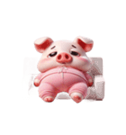 ピンクの豚 無力で世の中にうんざり（個別スタンプ：17）