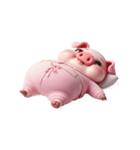 ピンクの豚 無力で世の中にうんざり（個別スタンプ：19）
