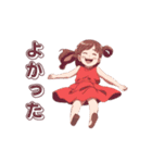 赤いワンピースの似合う女の子（個別スタンプ：7）