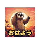 ナマケモノの挨拶_日本語。（個別スタンプ：9）