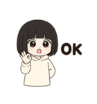【黒髪ボブの彼女】（個別スタンプ：30）
