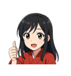 アニメ風和風女性（個別スタンプ：3）