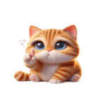 大きな目の猫 頭の中はてなマーク（個別スタンプ：18）