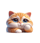 大きな目の猫 頭の中はてなマーク（個別スタンプ：25）