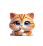 大きな目の猫 頭の中はてなマーク（個別スタンプ：30）