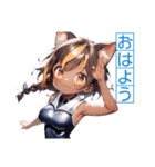 ゆるふわ猫ガールちゃん 水兵コスVer（個別スタンプ：1）