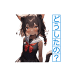 ゆるふわ猫ガールちゃん 水兵コスVer（個別スタンプ：7）