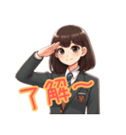 女子高生の毎日の挨拶スタンプ（個別スタンプ：1）