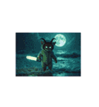 Cool cat 【ネコヤギ】    Red moon弓矢.刀（個別スタンプ：11）