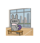 バレーする黒うさぎ（個別スタンプ：10）
