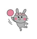 バレーする黒うさぎ（個別スタンプ：13）