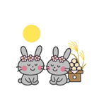 バレーする黒うさぎ（個別スタンプ：17）
