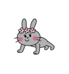 バレーする黒うさぎ（個別スタンプ：19）