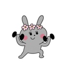 バレーする黒うさぎ（個別スタンプ：21）