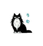 もふもふ白黒猫の即レススタンプ（個別スタンプ：13）