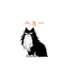もふもふ白黒猫の即レススタンプ（個別スタンプ：32）
