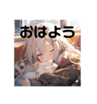 挨拶をする女の子たちのスタンプ（個別スタンプ：1）