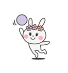 バレーする白うさぎ①（個別スタンプ：1）