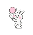 バレーする白うさぎ①（個別スタンプ：4）