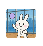 バレーする白うさぎ①（個別スタンプ：6）