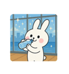 バレーする白うさぎ①（個別スタンプ：7）